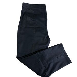 Talbots Heritage Womens SZ 12 Crop Black Pants Center Back Seams Curved Slit Hem